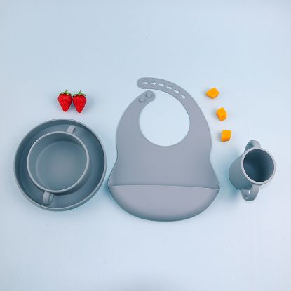 图片 Cross-border silicone tableware set children's plate divider