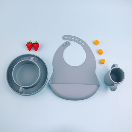 图片 Cross-border silicone tableware set children's plate divider